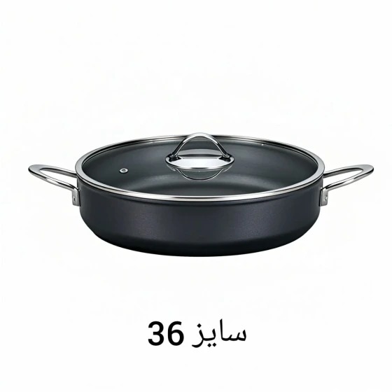 تابه تک ام جي اس سايز 36- مشکي - دو دسته -گارنت